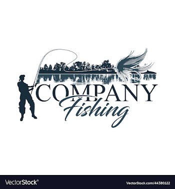 fishing company logo design with lake background
