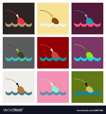 Fishing float flat icon with color background vector image