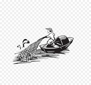 Fishing net Poster Fisherman - Stick figure fishing 