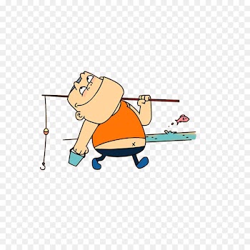Fishing rod Drawing - A child who takes a fishing pole to go fishing 