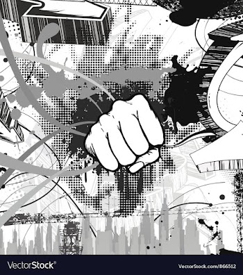 Fist with 3d arrows vector image