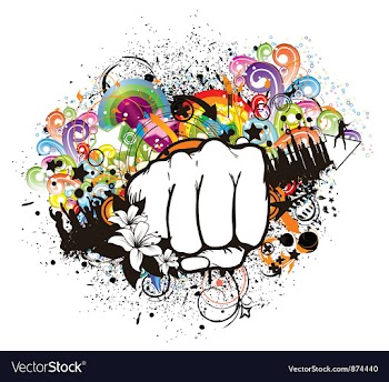 Fist with floral vector image