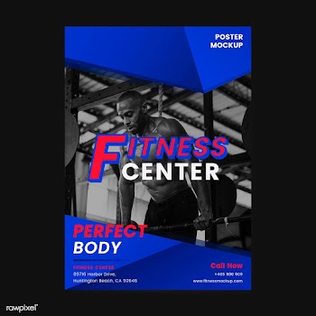 Fitness center promotional poster vector | Free stock vector - 533071
