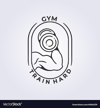 fitness gym muscle badge logo linear workout
