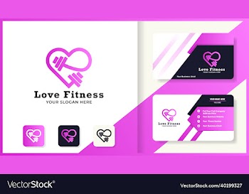 fitness love logo and business card design