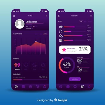 Fitness mobile app infographic template Free Vector