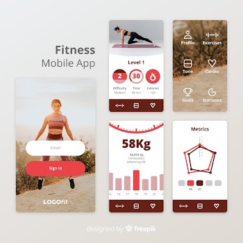 Fitness mobile app infographic template Free Vector