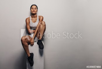 Fitness woman after intense training session