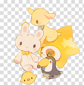 , five animated animals art transparent background PNG clipart