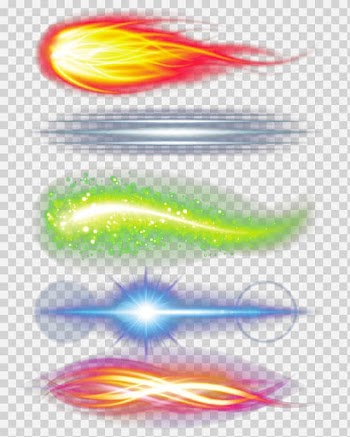 Five assorted-color element power , Light Flame Luminous efficacy Combustion, Meteor flame transparent background PNG clipart