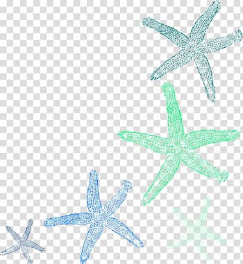 Five assorted-color starfish illustrations, Starfish , watercolor seashell transparent background PNG clipart