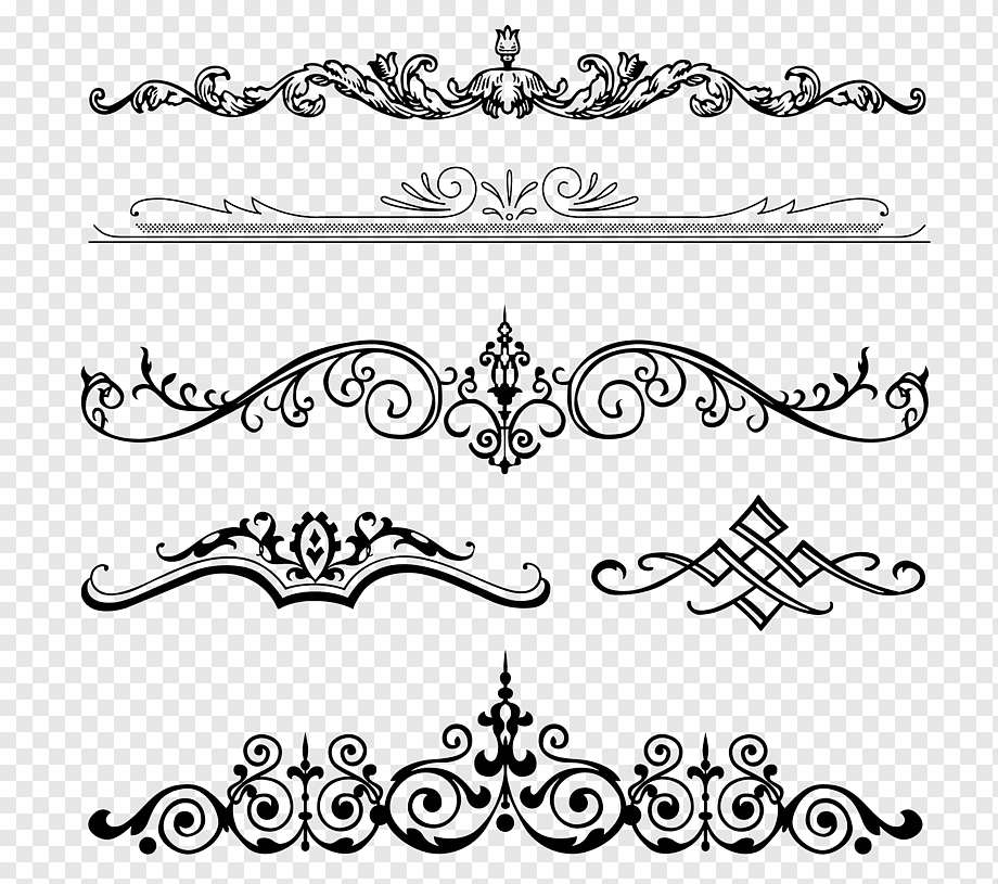 five black borders illustration, Christmas ornament, lace frame, angle, text, monochrome png