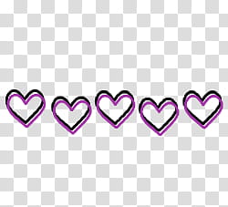 Five purple and black heart stickers transparent background PNG clipart