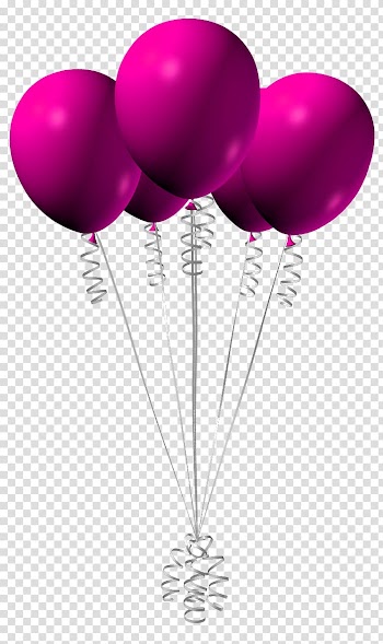 Five purple balloons illustration, Pink Balloon , Pink Balloons transparent background PNG clipart