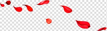 Five red floral petals, Beach rose Red , Falling red rose petals transparent background PNG clipart