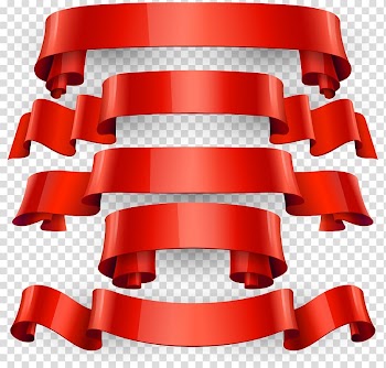 Five red ribbons illustration, Euclidean Banner , 5 red ribbon banners transparent background PNG clipart