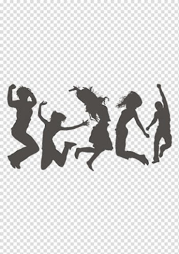 Five silhouette jumped people , Silhouette Jumping Dance , Silhouette figures transparent background PNG clipart