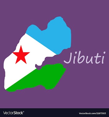 Flag map of djibouti vector image