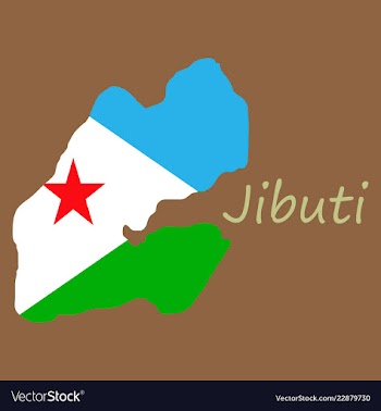 Flag map of djibouti vector image