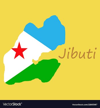 Flag map of djibouti vector image