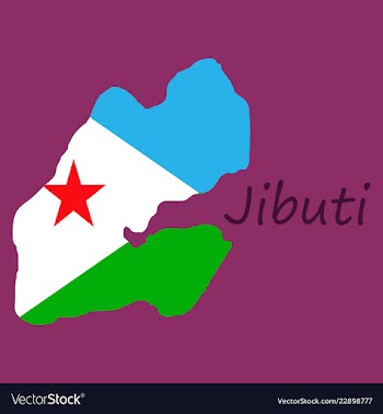 Flag map of djibouti vector image