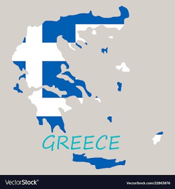 Flag map of greece vector image