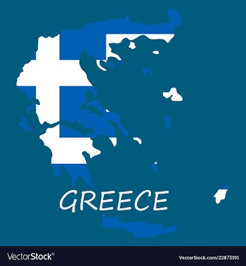 Flag map of greece vector image