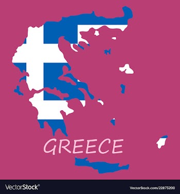 Flag map of greece vector image