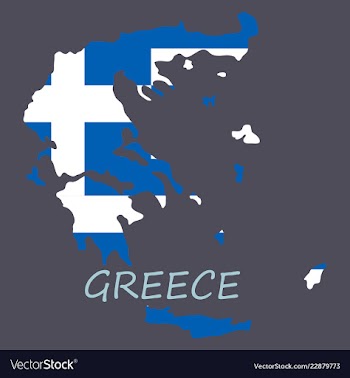 Flag map of greece vector image