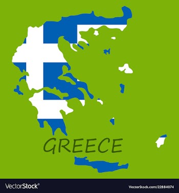 Flag map of greece vector image