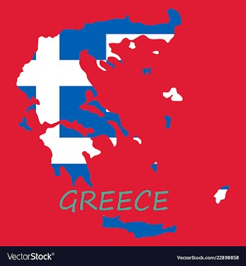 Flag map of greece vector image