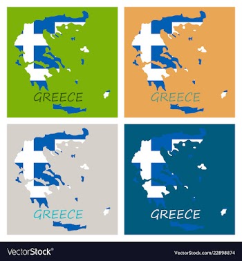 Flag map of greece vector image