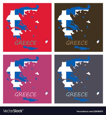 Flag map of greece vector image