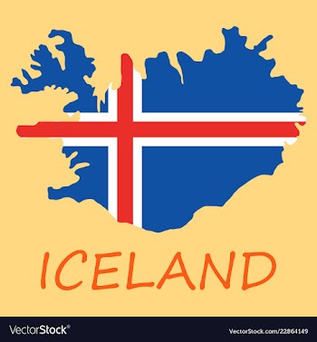 Flag map of iceland vector image