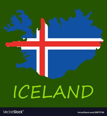 Flag map of iceland vector image