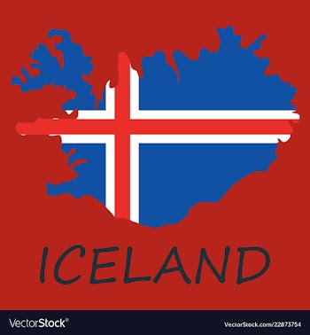 Flag map of iceland vector image