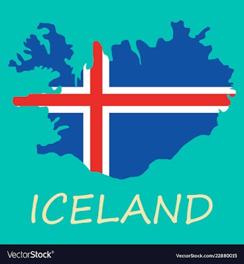 Flag map of iceland vector image