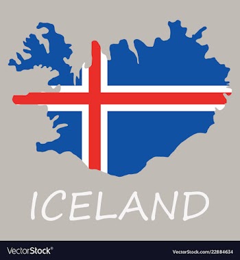 Flag map of iceland vector image