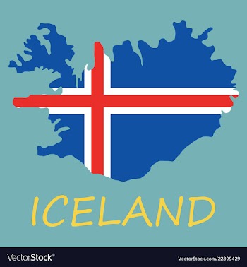 Flag map of iceland vector image