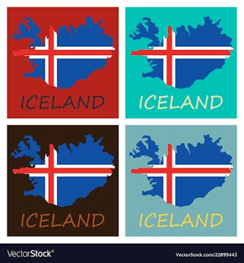 Flag map of iceland vector image