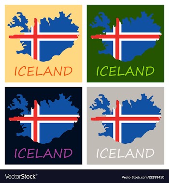 Flag map of iceland vector image