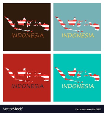 Flag map of indonesia vector image