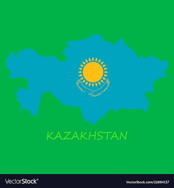 Flag map of kazakhstan vector image