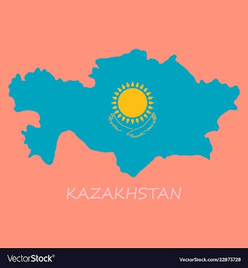 Flag map of kazakhstan vector image