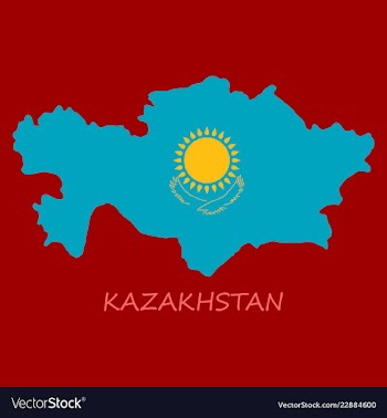 Flag map of kazakhstan vector image