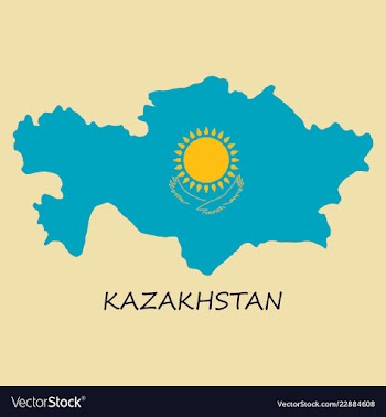 Flag map of kazakhstan vector image