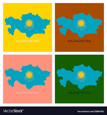 Flag map of kazakhstan vector image