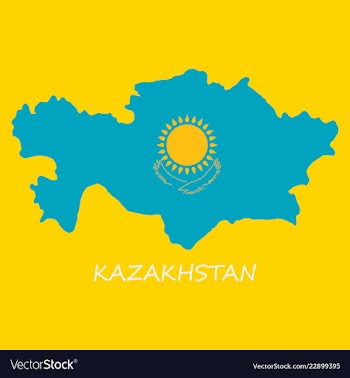 Flag map of kazakhstan vector image