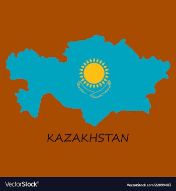 Flag map of kazakhstan vector image