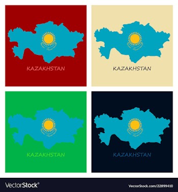 Flag map of kazakhstan vector image